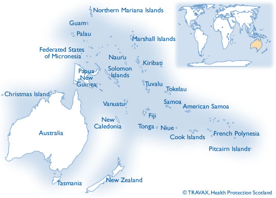 Map of Australsia and Pacific