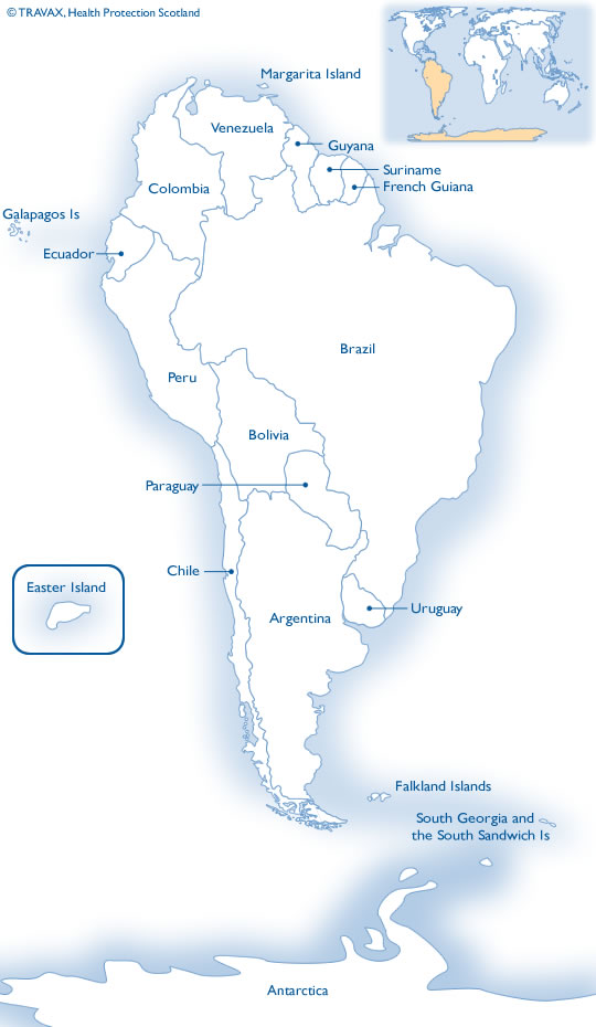 Map of South America and Antarctica